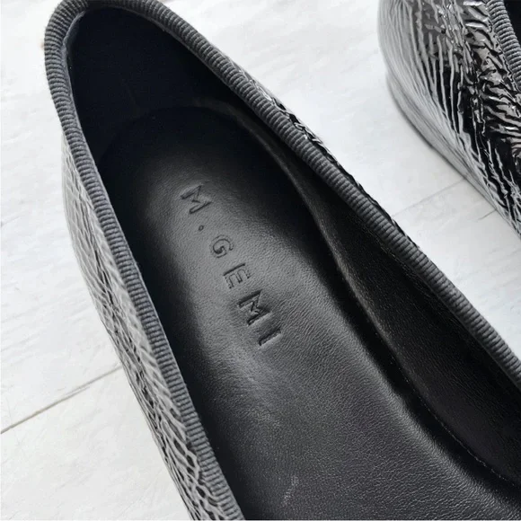 M. Gemi Danza Flats Patent Leather Black Ballet Shoes Hidden Wedge 37.5 EU $298 - Picture 7 of 11